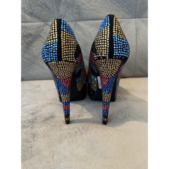 Steve Madden Women's Dyvinal Multi-Colored Rhinestone Platform Heels Size: 7.5M - Picture 3 of 5